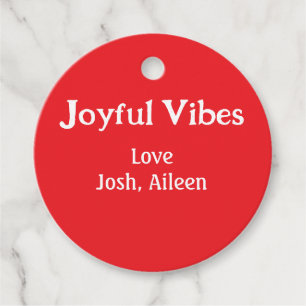 Joyful Vibes red Christmas holidays love family si Favour Tags