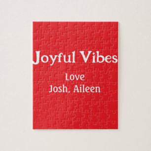 Joyful Vibes red Christmas holidays love family si Jigsaw Puzzle