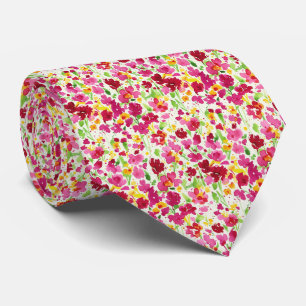 Joyful Vibrant Wildflower Watercolor Burst Tie