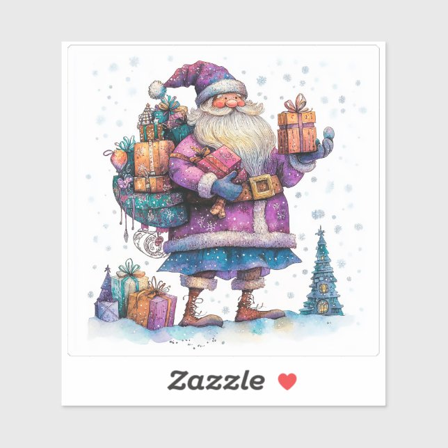 Joyful Violet Santa Celebrates Christmas (Sheet)