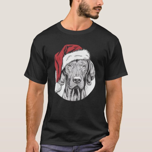 Joyful Vizsla Santa Dog on Vizsla Christmas Men Wo T-Shirt (Front)