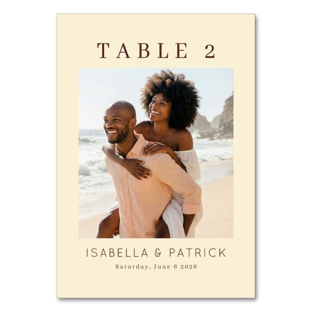 Joyful Warm Contemporary Photo Table Number (Front)