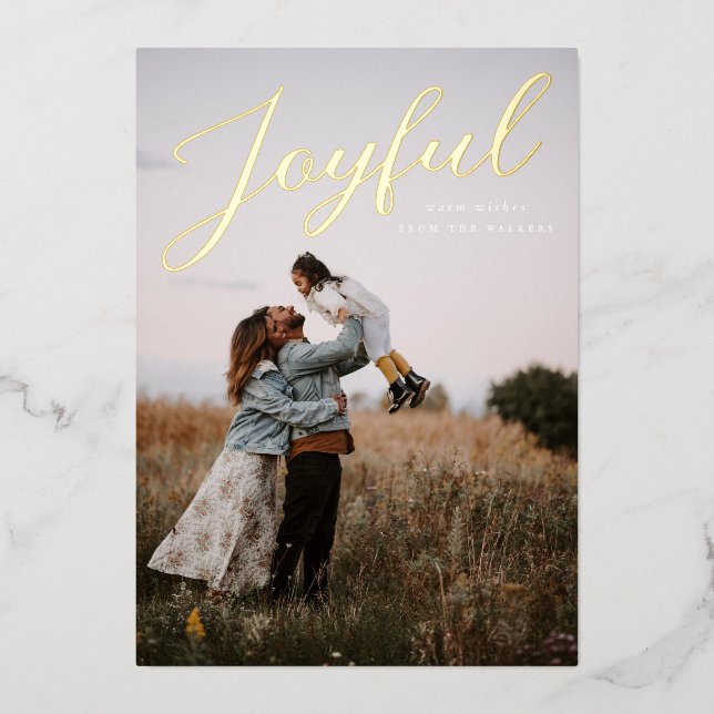 Joyful Warm Wishes Christmas Foil Holiday Card (Front)