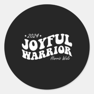 Joyful Warrior Kamala Harris Tim Walz 2024 Groovy Classic Round Sticker