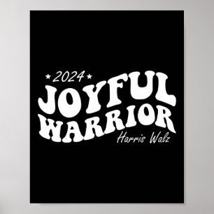 Joyful Warrior Kamala Harris Tim Walz 2024 Groovy  Poster
