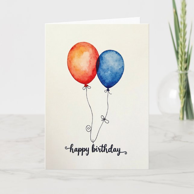 Joyful Watercolor Balloon Card (Front)