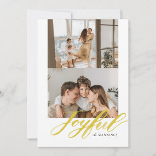 Joyful Watercolor Brush Lettering Flat Holiday Card