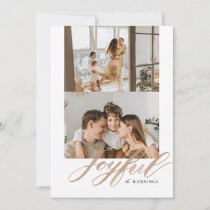 Joyful Watercolor Brush Lettering Flat Holiday Card