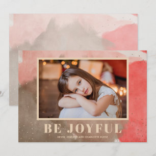 Joyful Watercolor Christmas Photo Holiday Card