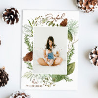 Joyful. Watercolor Christmas woodland greenery