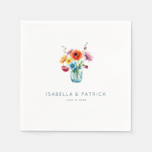 Joyful Watercolor Floral Jar Napkin