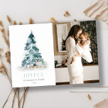 Joyful Watercolor Pine Christmas Tree Gift Photo Holiday Card<br><div class="desc">If you need any further customisation please feel free to message me on yellowfebstudio@gmail.com.</div>