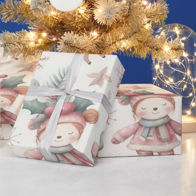 Joyful whimsical Christmas wrap Wrapping Paper (Holidays)