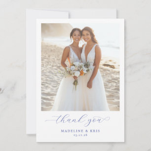 Joyful White Beach Photo Thank You Card