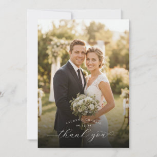 Joyful White Romantic Photo Thank You Card