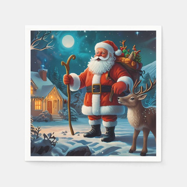 Joyful winter Christmas celebration scene Napkin (Front)