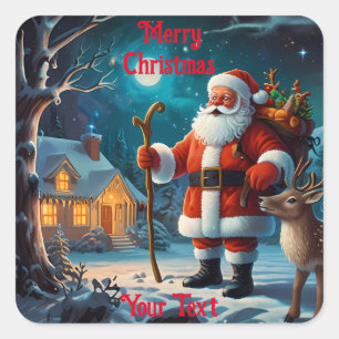 Joyful winter Christmas celebration scene Square Sticker