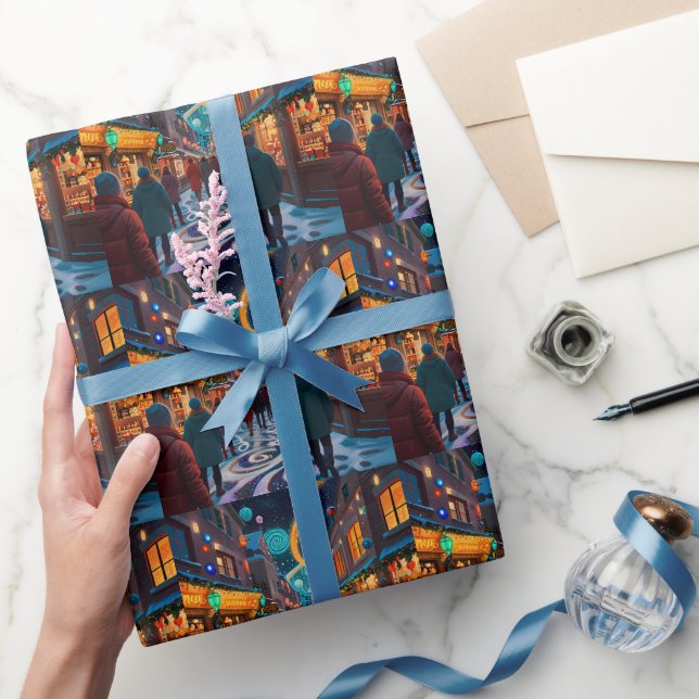 Joyful winter Christmas celebration scene Wrapping Paper (Gifting)