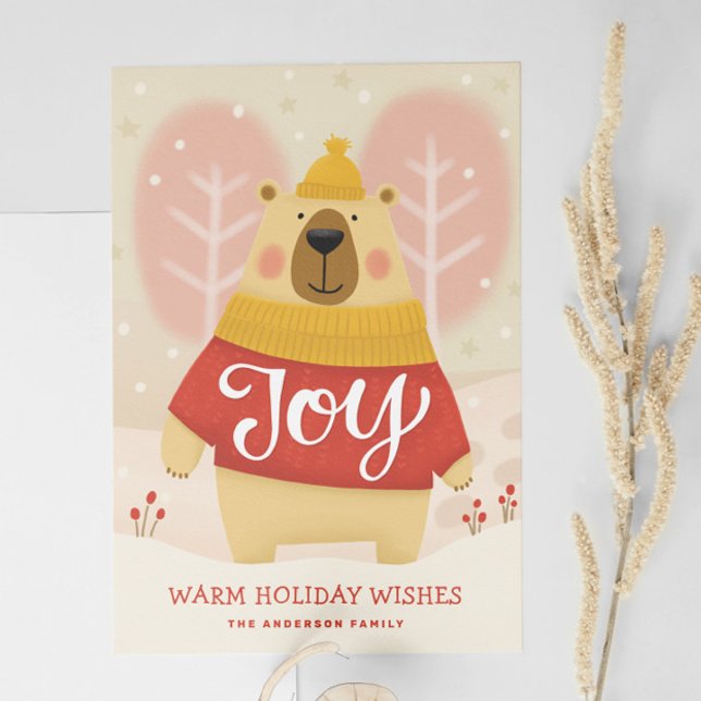 Joyful Winter Cosy Bear | Cute Animal Christmas Holiday Card (Creator Uploaded)