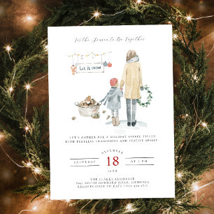Joyful Winter   Nostalgic Christmas Party Invitation