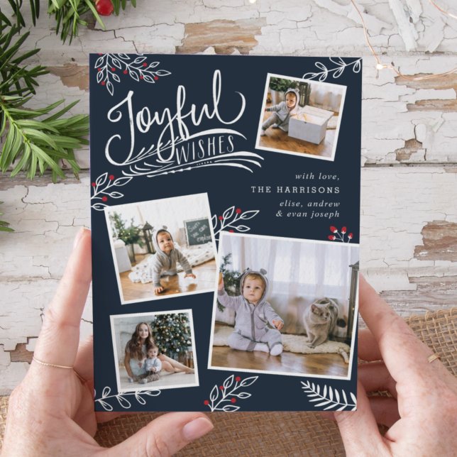 Joyful Wish | Christmas Photo Collage Card (Creator Uploaded)