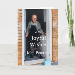 Joyful wishes add name photo man holidays year sim card