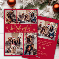Joyful Wishes Red Gold Photo Collage Christmas