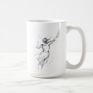 Joyful Woman in Motion Abstract Sketch Coffee Mug