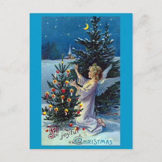 "Joyful Xmas" Vintage Christmas Holiday Postcard