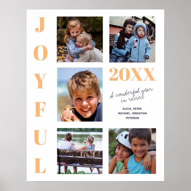 JOYFUL Year in Review 5 Photo Collage Family Poster (Front)