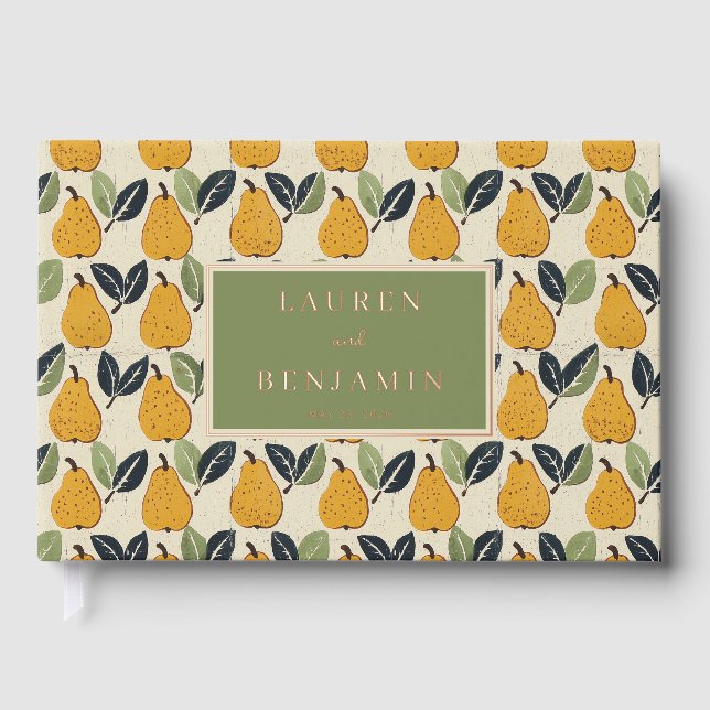 Joyful Yellow Botanical Pear Motive Guest Book (Front)