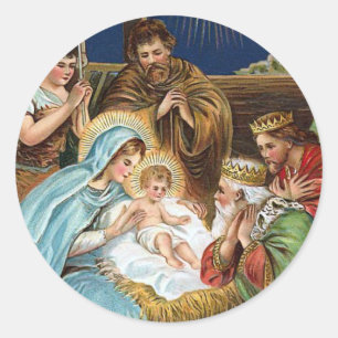 "Joyful Yuletide" Vintage Christmas Classic Round Sticker