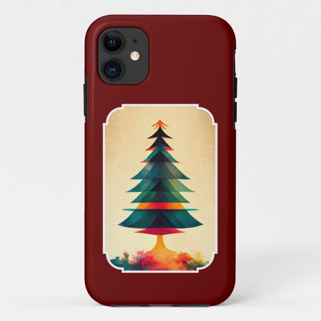Joyfull Christmas Tree Geometric Artsy Design Case-Mate iPhone Case (Back)