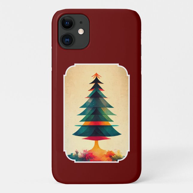 Joyfull Christmas Tree Geometric Artsy Design Case-Mate iPhone Case (Back)