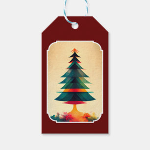 Joyfull Christmas Tree Geometric Artsy Design Gift Tags