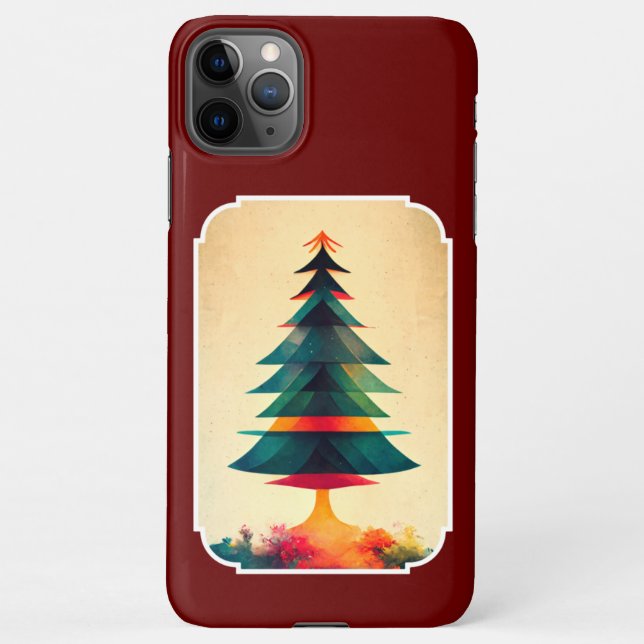 Joyfull Christmas Tree Geometric Artsy Design iPhone Case (Back)
