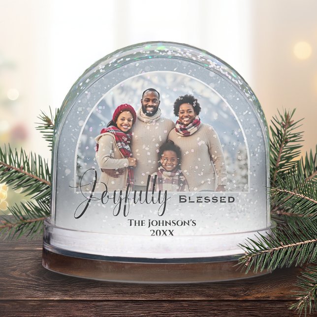 Joyfully Blessed Custom Photo Christmas Snowglobe (Creator Uploaded)