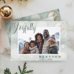Joyfully Blessed Modern Family Photo Christmas Holiday Card