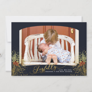Joyfully Confetti Navy Frame Photo Card