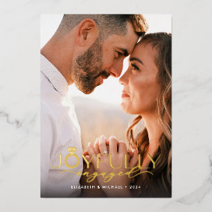 Joyfully Engaged One Photo Engagement Foil Holiday Card