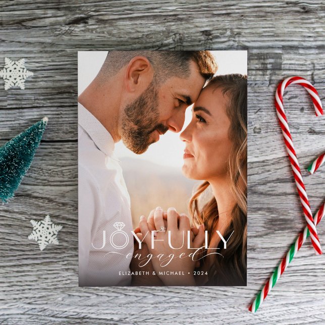 Joyfully Engaged One Photo Engagement  Holiday Card (Creator Uploaded)