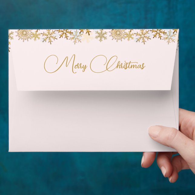 Joyous Christmas Gold Snowflakes A7 Envelopes (Hand)