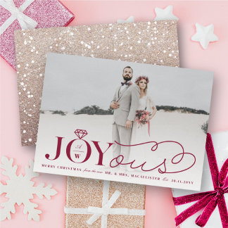 Joyous Diamond Ring Monogram Classic Wedding Holiday Card