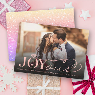 Joyous Diamond Ring Monogram Classic Wedding Holiday Card