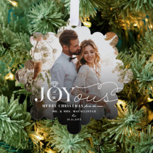 Joyous Diamond Ring Monogram Classic Wedding Tree Decoration Card