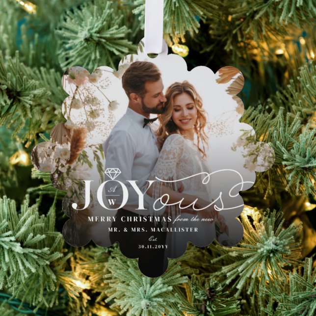 Joyous Diamond Ring Monogram Classic Wedding  Tree Decoration Card (Insitu (Tree))