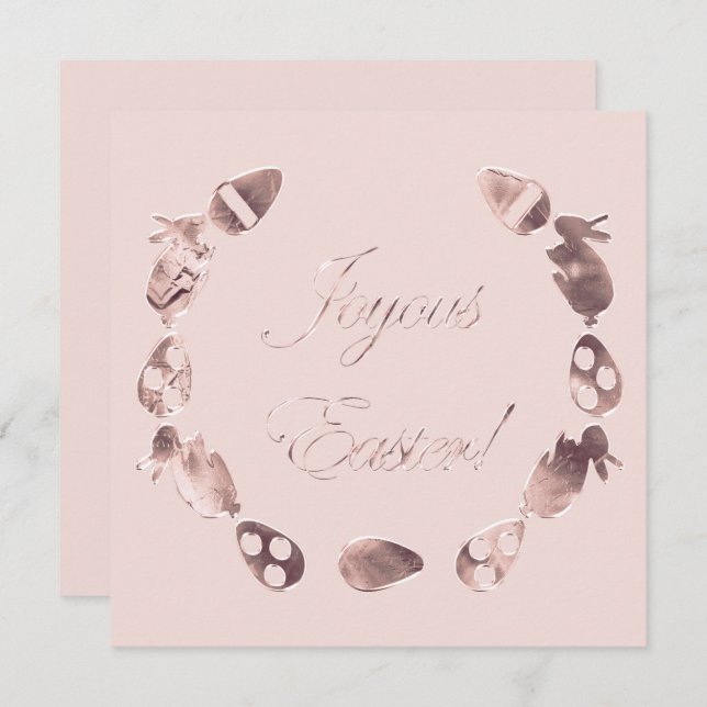 Joyous Easter Bunny Eggs Soft Pink Easter Holiday Card (Front/Back)