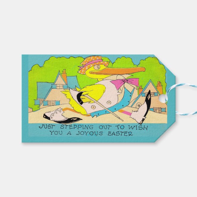 Joyous Easter duck Gift Tags (Front (Horizontal))