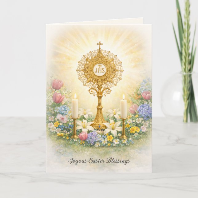 Joyous Easter Eucharistic Blessings Holiday Card (Front)