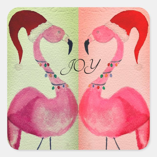 Joyous Flamingo Christmas Stickers (Front)